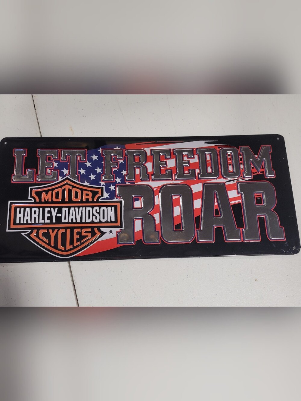 Harley-Davidson Freedom Road Wall Sign - Red, White, Blue & Silver - Picture 1 of 3